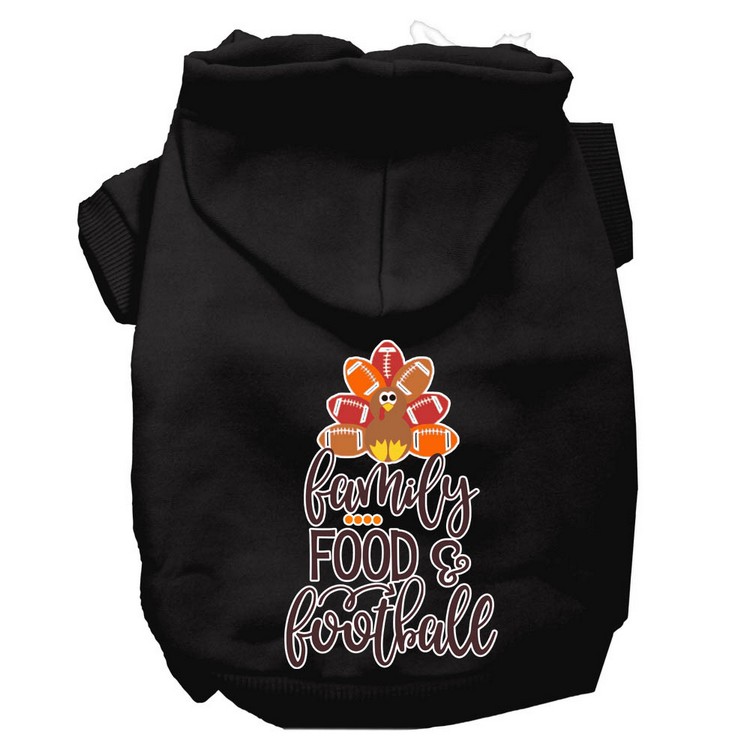 Family, Food, and Football Screen Print Dog Hoodie Black XXL